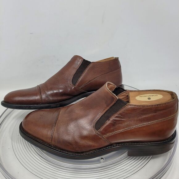 Tasso Elba Brown Cap Toe Dress Shoe Boot Romeo Chelsea Mens 8 Fine Leather ITALY - Picture 1 of 9